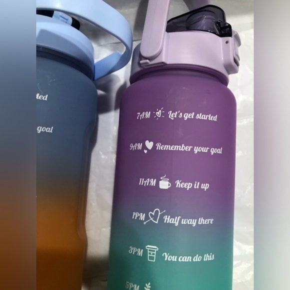 Green purple ombre motivational words time to drink reusable sports water bottle - Picture 4 of 11